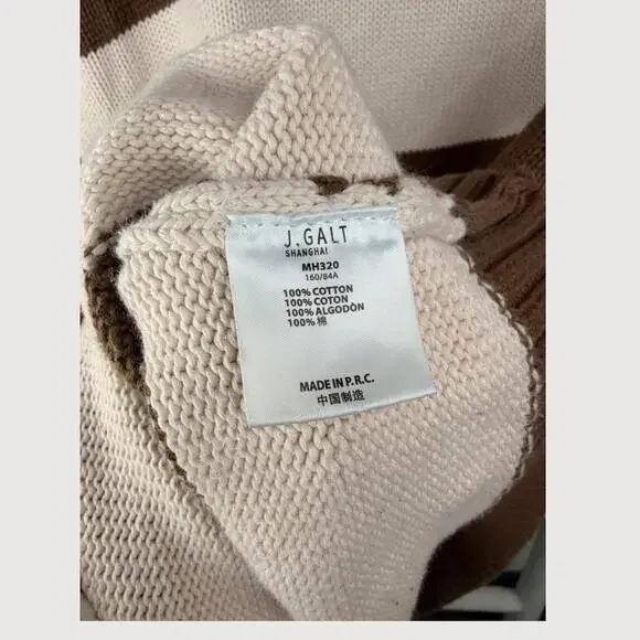 Brandy Melville John Galt Cream Brown Striped Knit Sweater – One Size - Picture 5 of 5